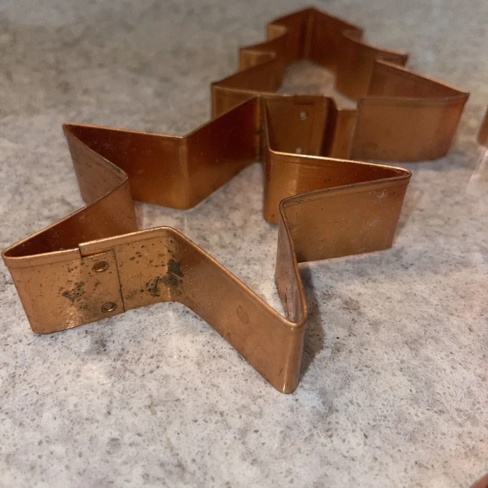 Vintage Aluminum Metal Copper Cookie Cutters Christmas Decor Lot Of 9